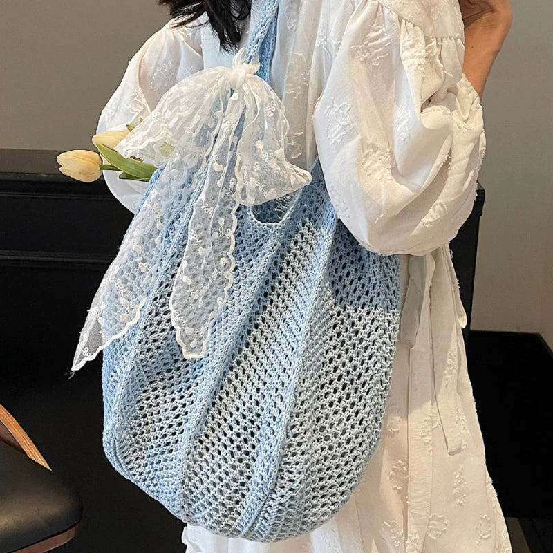 Elegant Handwoven Women's Tote Bag - Summer Beach Style