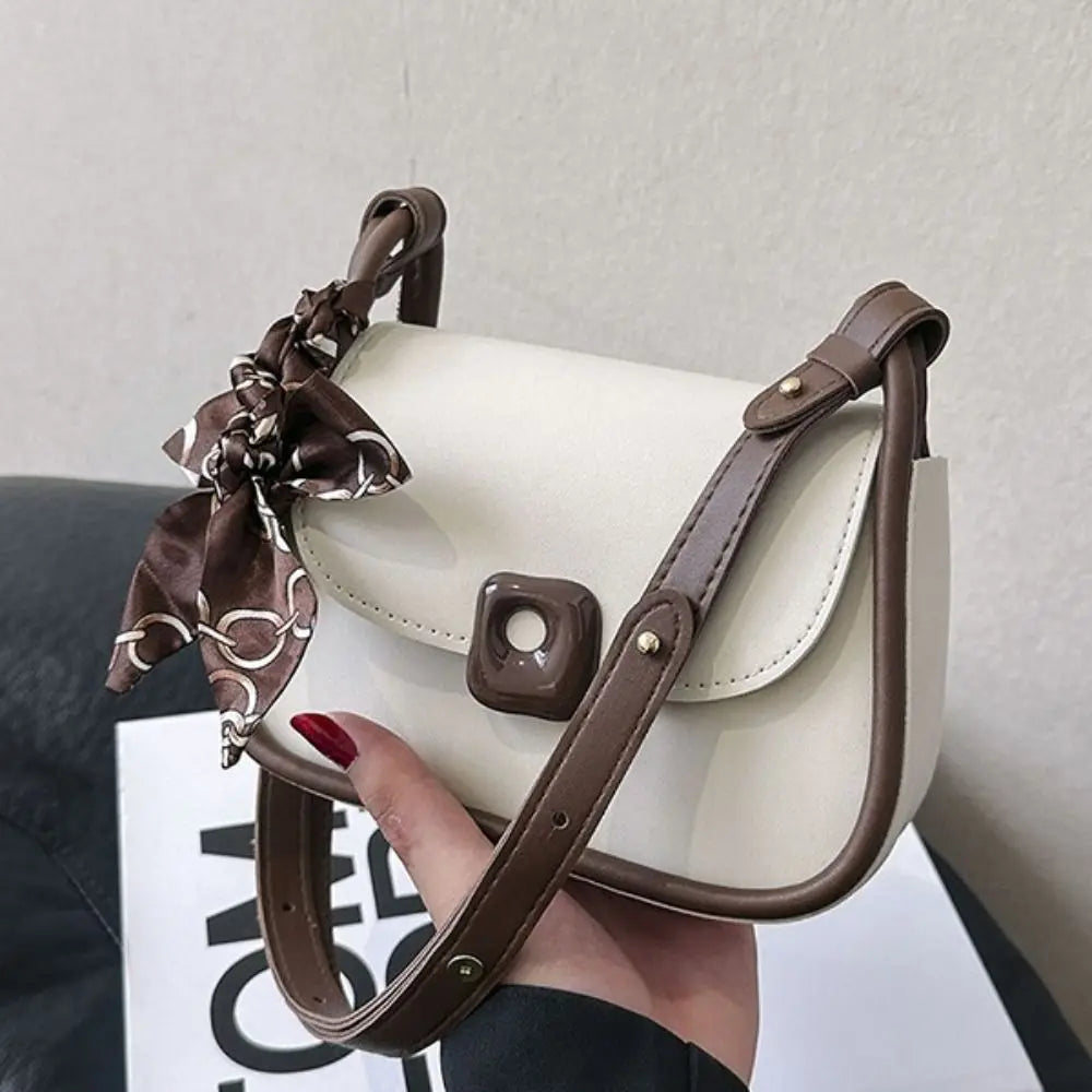Silk Scarf Accent Crossbody Handbag