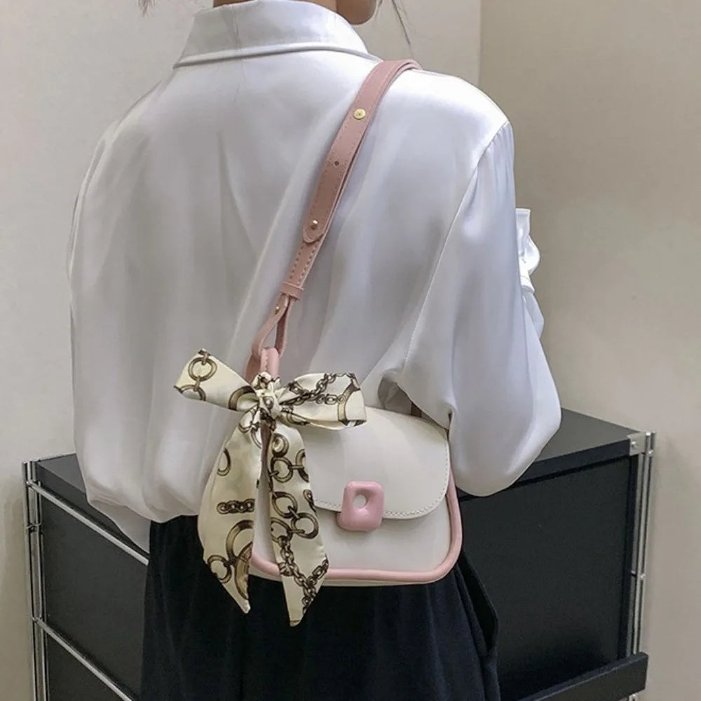 Silk Scarf Accent Crossbody Handbag