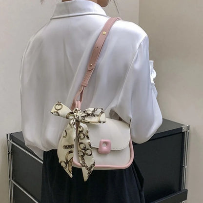 Silk Scarf Accent Crossbody Handbag