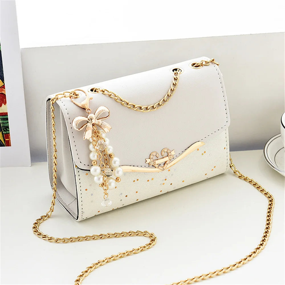 Exquisite Sequin Shoulder Bag with Tassel Charm