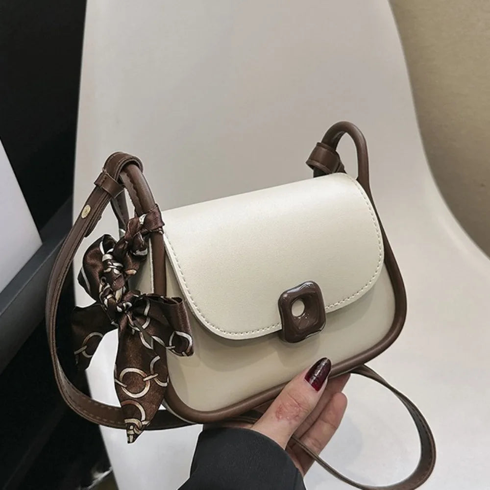 Silk Scarf Accent Crossbody Handbag