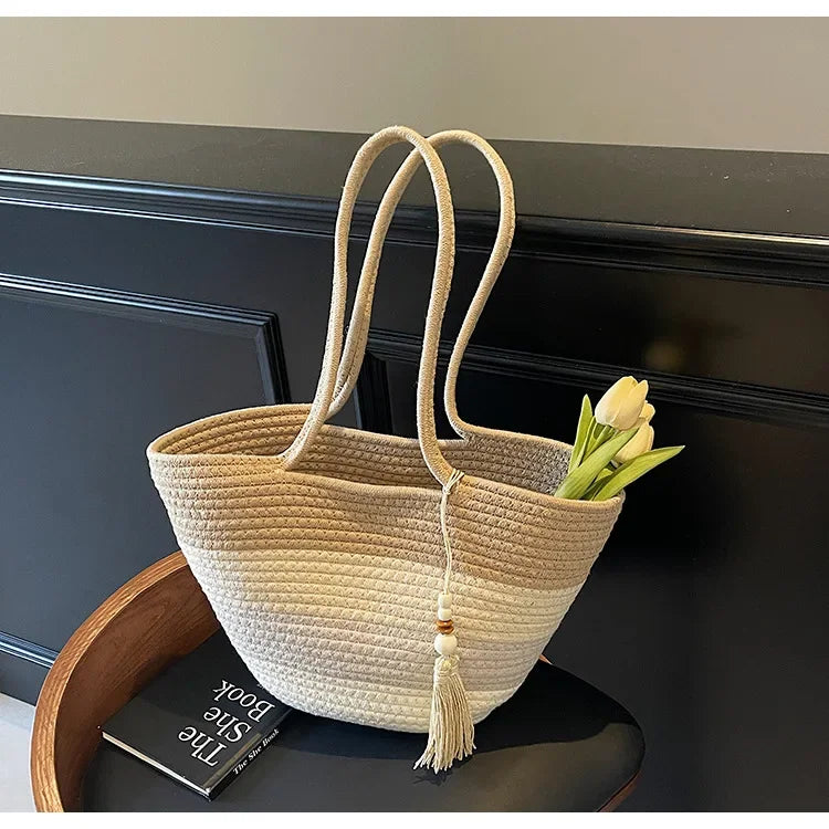 Elegant Woven Stripe Women's Shoulder Bag