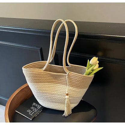 Elegant Woven Stripe Women's Shoulder Bag