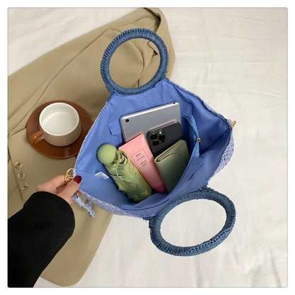 Elegant Straw Tote Bag - Versatile Designer Style