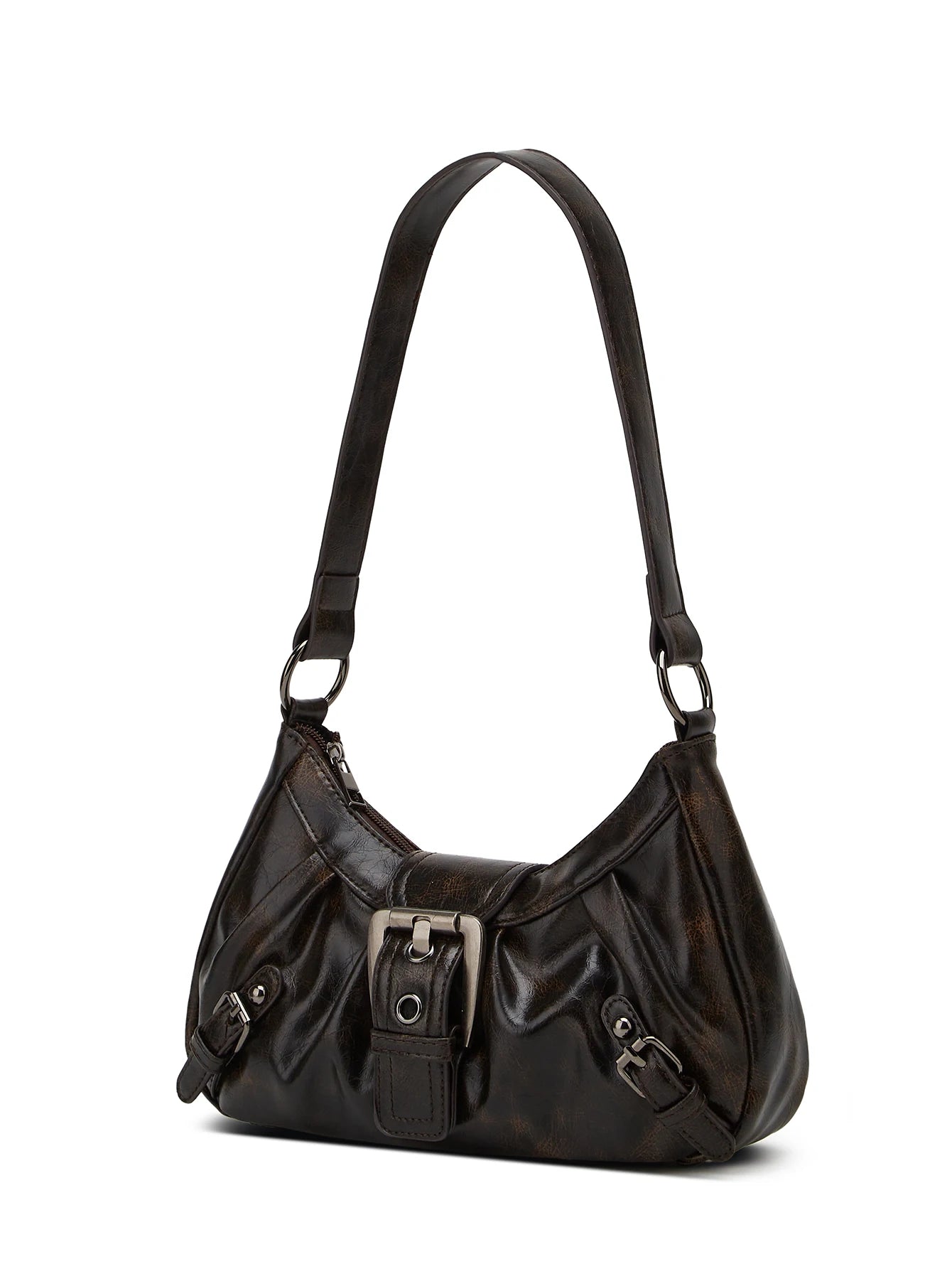 Elegant Y2K Pleated Leather Shoulder Bag