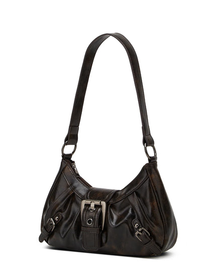 Elegant Y2K Pleated Leather Shoulder Bag