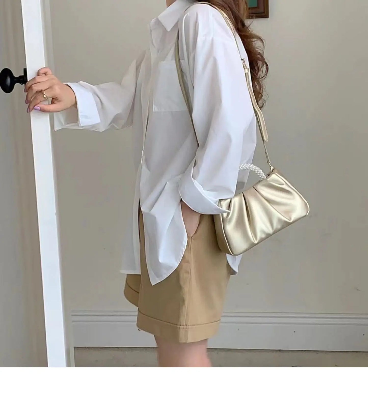 Exquisite Pearl-Embellished Cloud Handbag