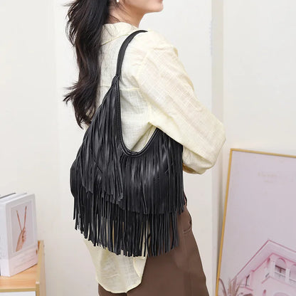Elegant Long Tassel Women's Shoulder Bag