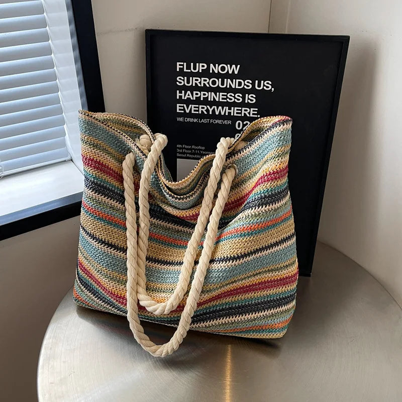 Elegant Ethnic Style Woven Tote Bag