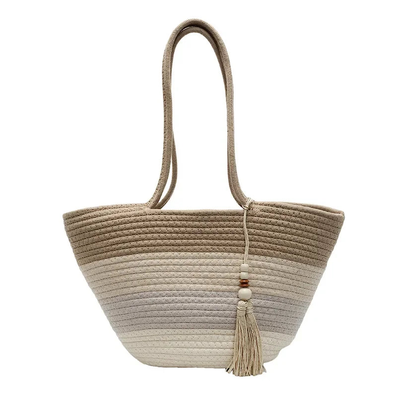 Elegant Woven Stripe Women's Shoulder Bag