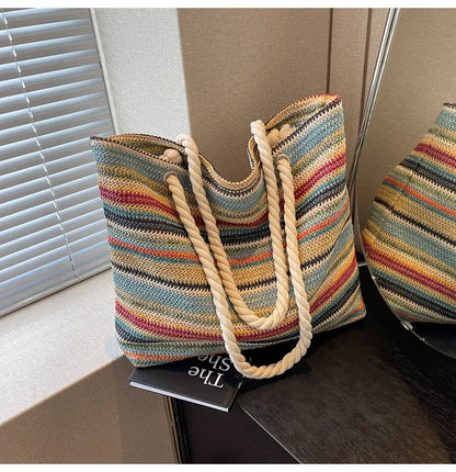 Elegant Ethnic Style Woven Tote Bag