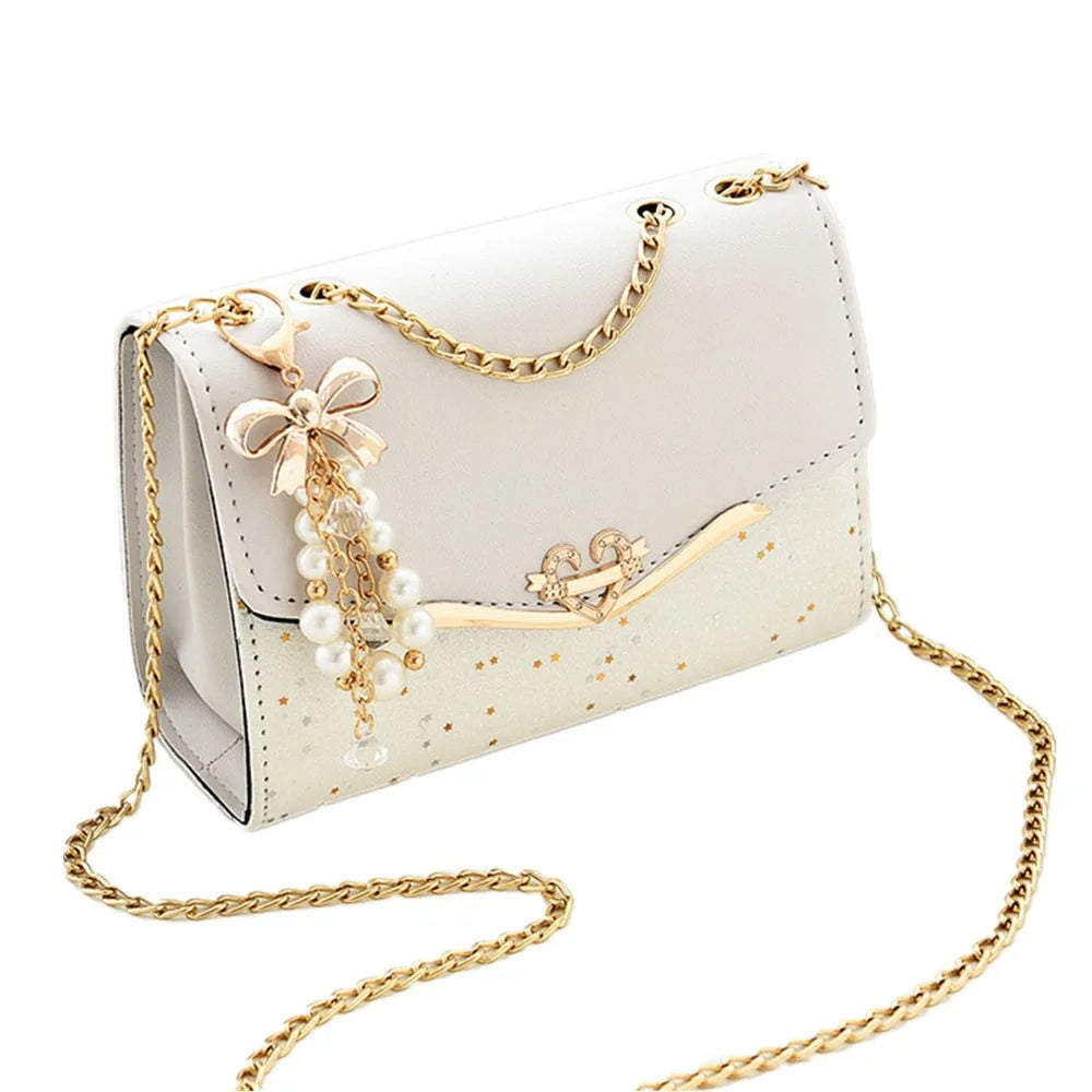 Exquisite Sequin Shoulder Bag with Tassel Charm