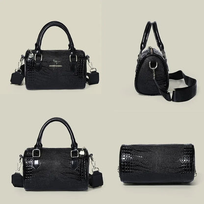 Exquisite Black Leather Designer Handbag