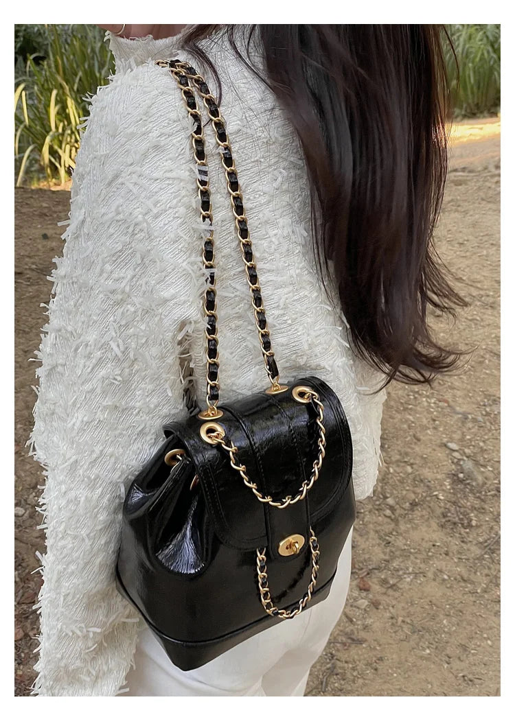 Elegant Korean Style Women's Chain Shoulder Bag