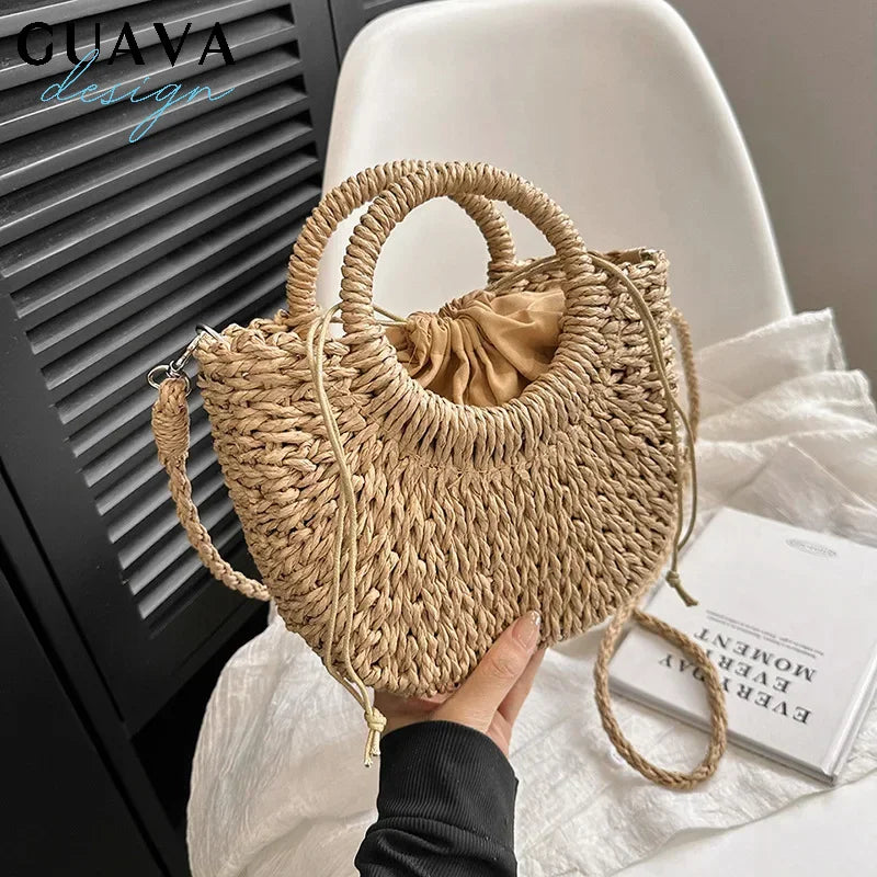 Elegant Half Moon Straw Bag - Summer Essential