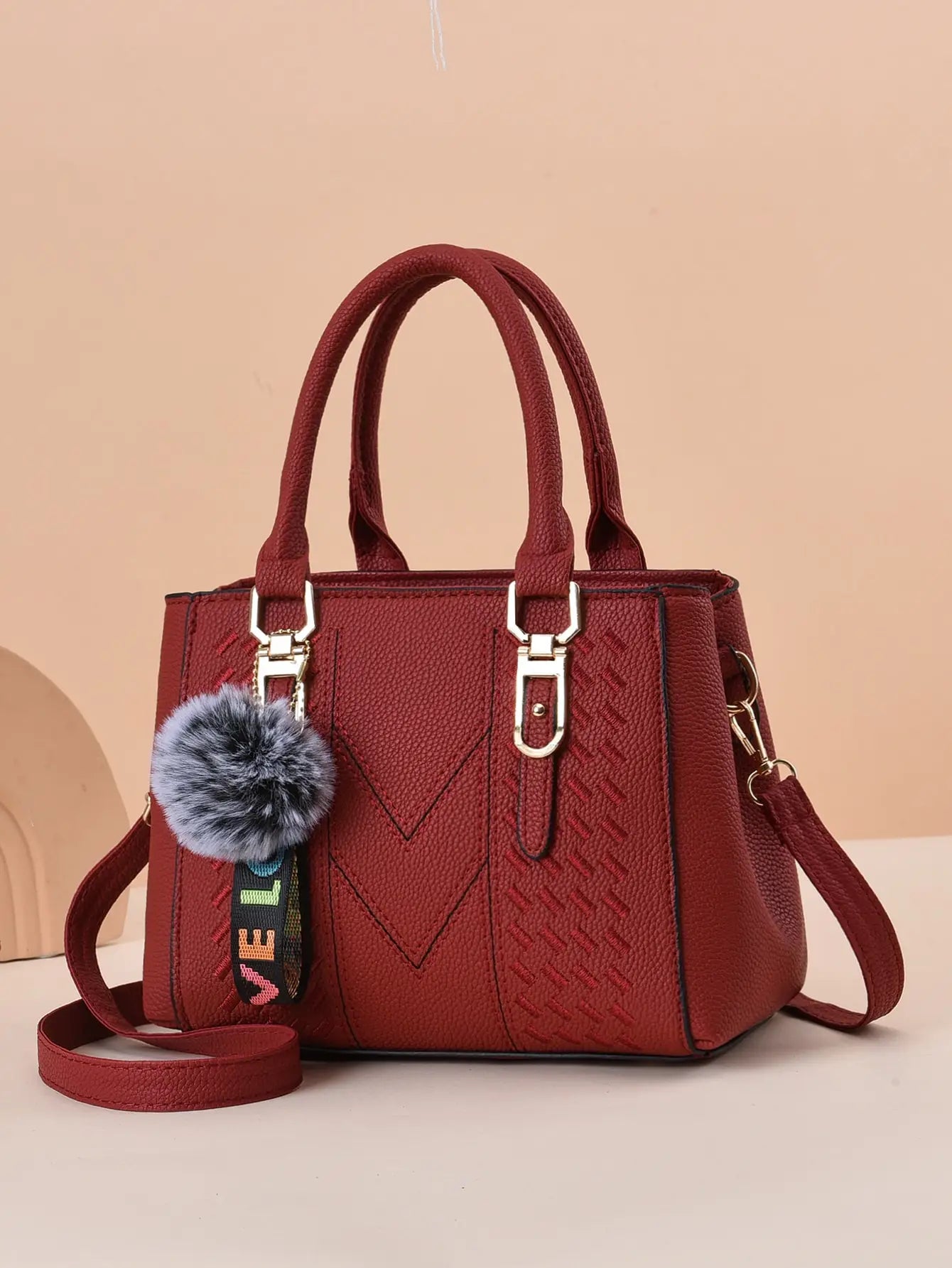 Exquisite PU Leather Women's Handbag - Retro Elegance
