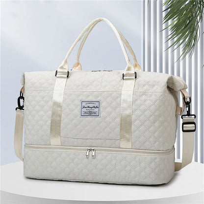 Elegant Women's Travel Duffle Bag with Shoe Compartment