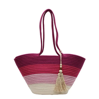 Elegant Woven Stripe Women's Shoulder Bag