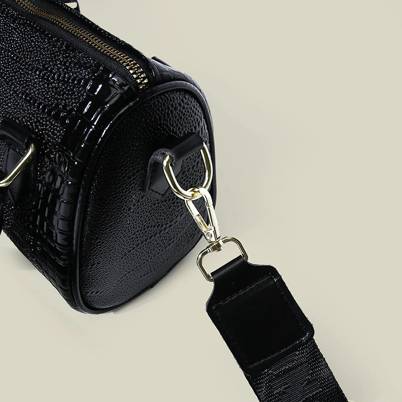 Exquisite Black Leather Designer Handbag