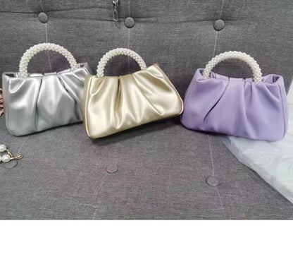 Exquisite Pearl-Embellished Cloud Handbag