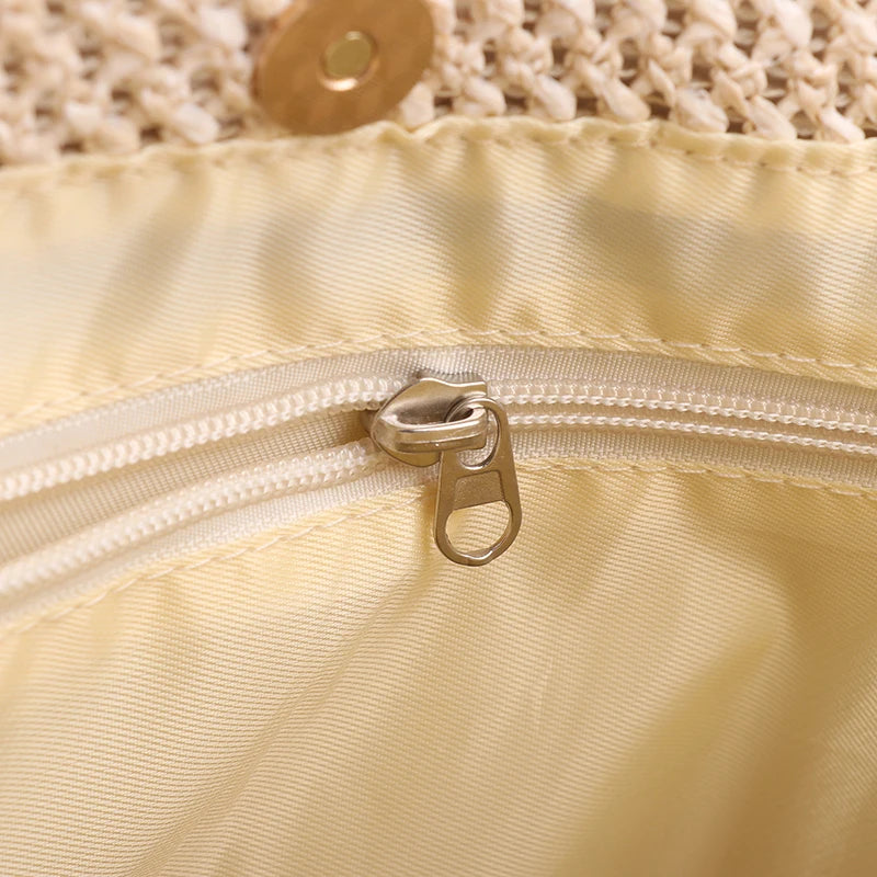 Exquisite Handmade Straw Beach Tote Bag