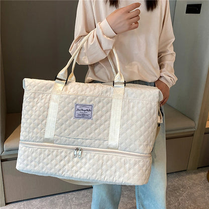 Elegant Women's Travel Duffle Bag with Shoe Compartment