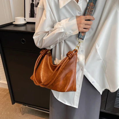 Exquisite Women's Leather Shoulder Bag - Geometric Elegance