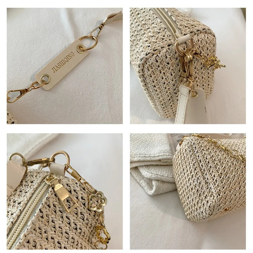 Elegant Woven Straw Women's Handbag - Large Capacity