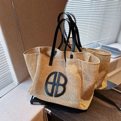 Elegant Straw Tote Bag - Luxury Beach Essential