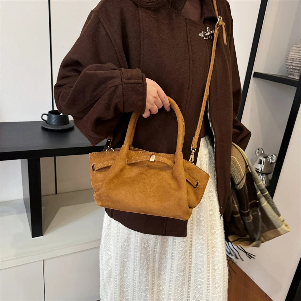 MOODS Burgundy Luxury Suede Handbag for Women