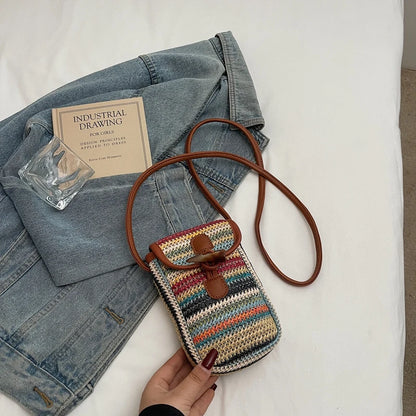 Elegance Weave Mini Straw Shoulder Bag