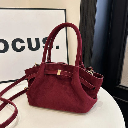 MOODS Burgundy Luxury Suede Handbag for Women