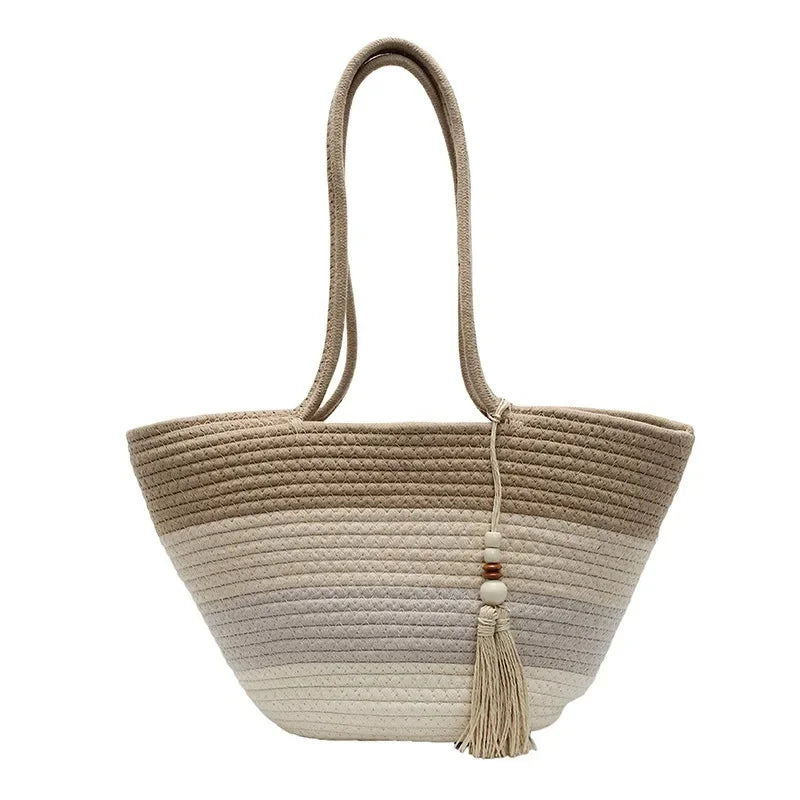Elegant Woven Stripe Women's Shoulder Bag