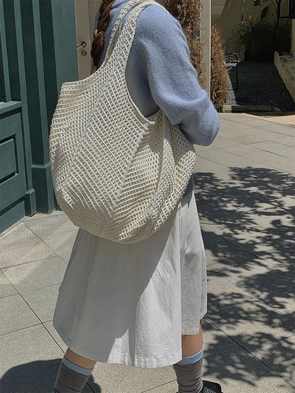 Exquisite Handwoven Retro Knit Tote Bag