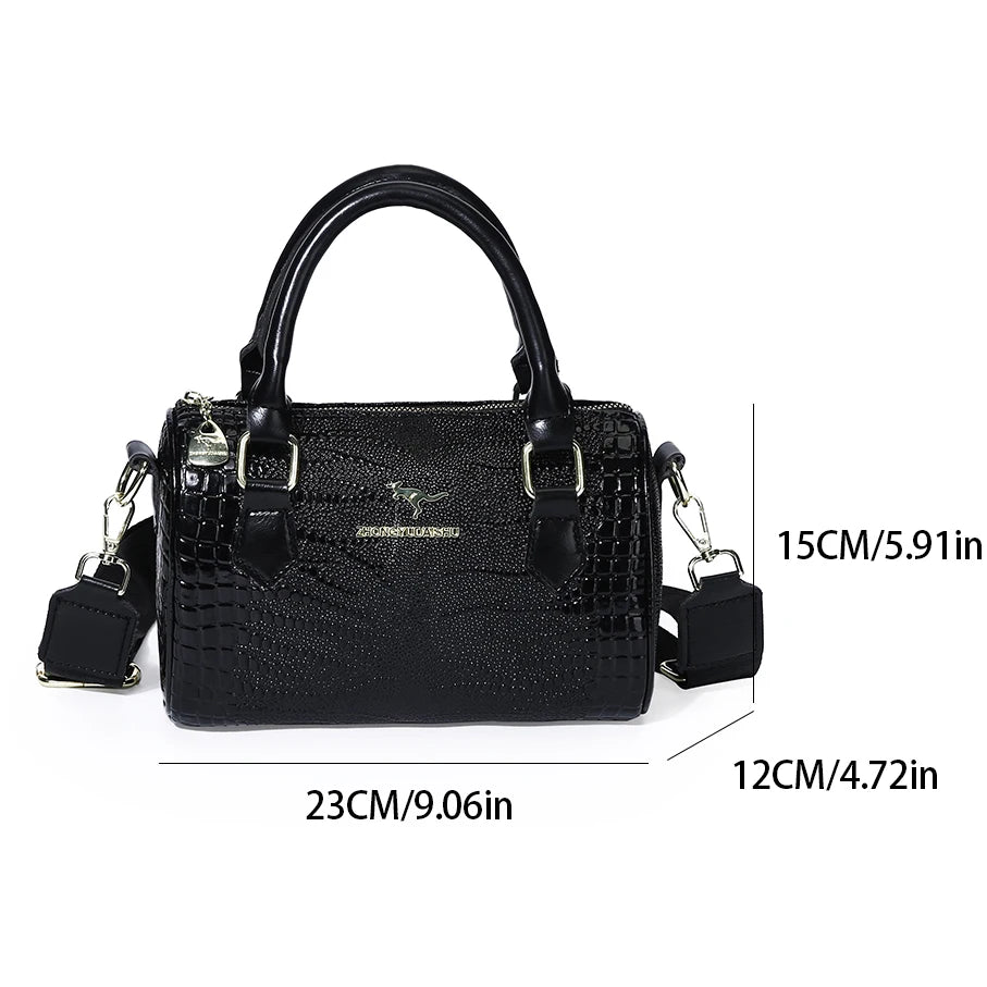 Exquisite Black Leather Designer Handbag