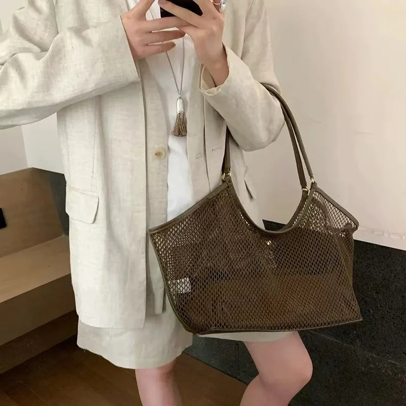 Exquisite Mesh Beach Tote Bag for Women