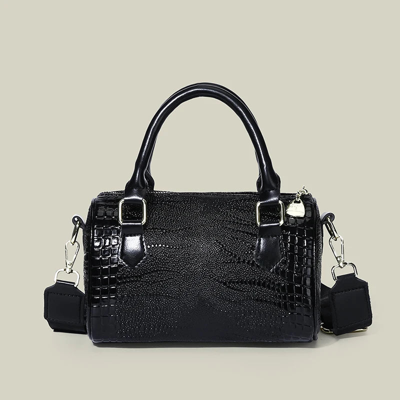 Exquisite Black Leather Designer Handbag