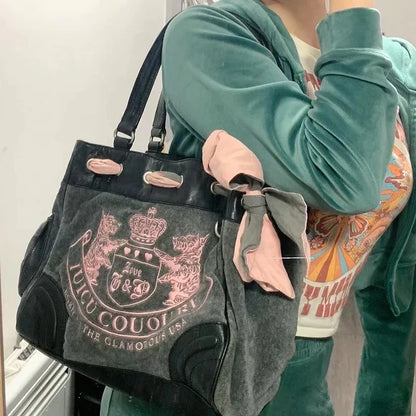 Exquisite Velvet Embroidery Tote Bag - Vintage Chic