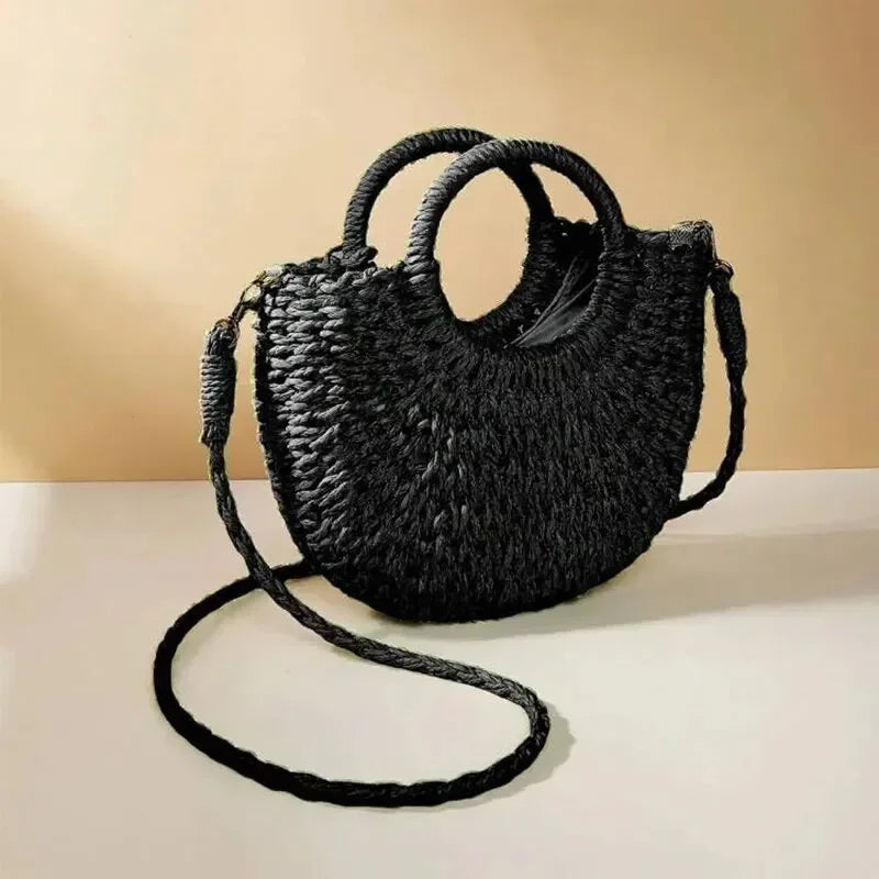 Elegant Half Moon Straw Bag - Summer Essential