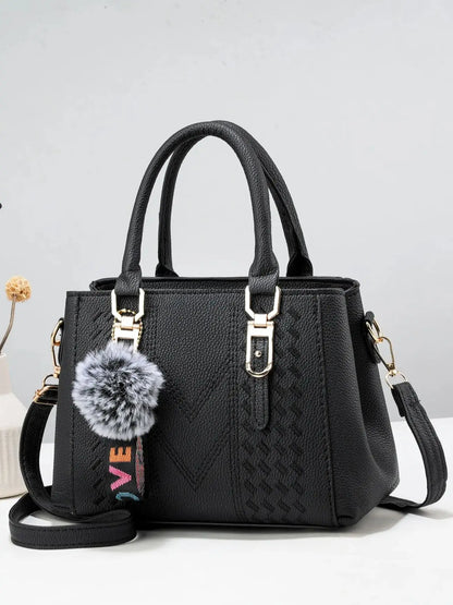 Exquisite PU Leather Women's Handbag - Retro Elegance
