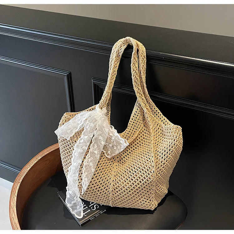 Elegant Handwoven Women's Tote Bag - Summer Beach Style
