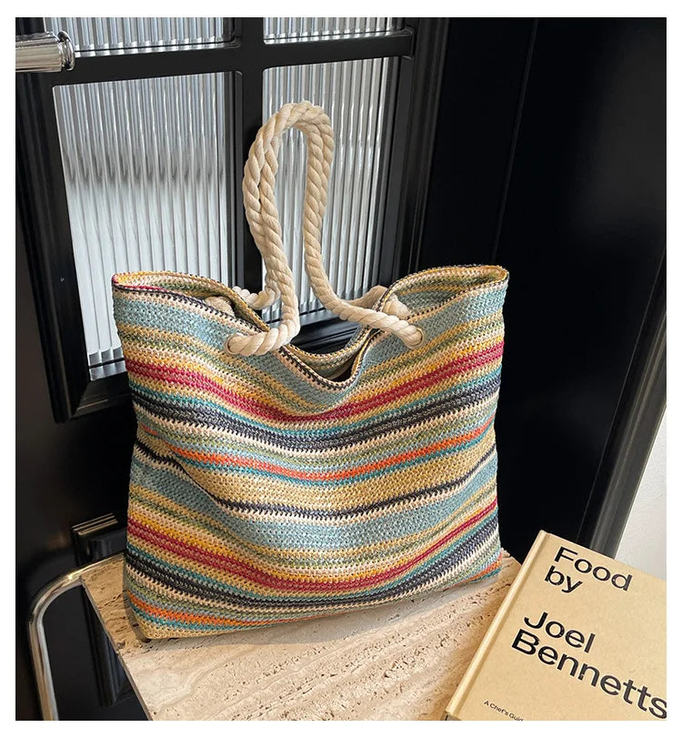 Elegant Ethnic Style Woven Tote Bag