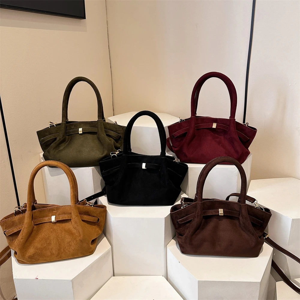 MOODS Burgundy Luxury Suede Handbag for Women