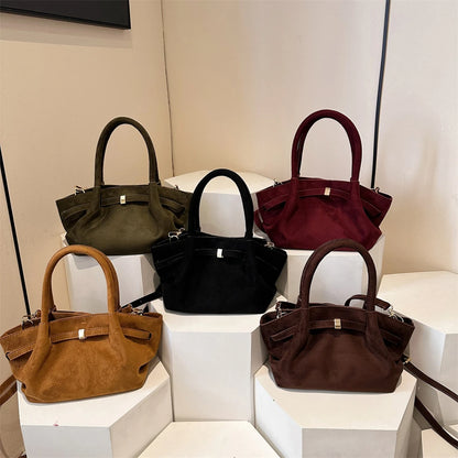MOODS Burgundy Luxury Suede Handbag for Women
