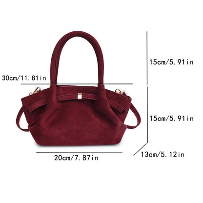 MOODS Burgundy Luxury Suede Handbag for Women