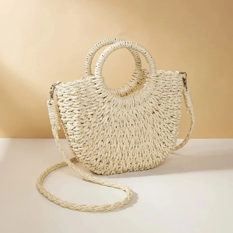 Elegant Half Moon Straw Bag - Summer Essential