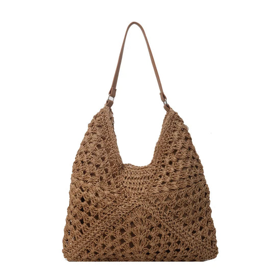 Exquisite Straw Tote Bag - Vintage Elegance