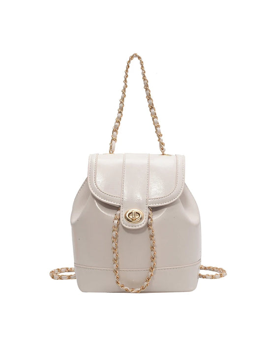 Exquisite Women's PU Leather Chain Bucket Bag
