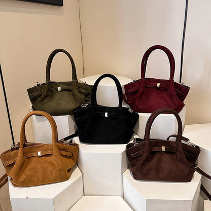 MOODS Burgundy Luxury Suede Handbag for Women
